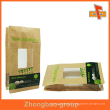 Brown kraft paper custom food pouch with clear window